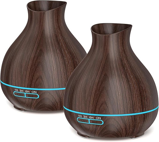 Aromatherapy Essential Oil Diffusers,2 PCS 550ml High Mist Output Humidifiers for Large Room, Home, Waterless Auto-Off, 7 Color LED Lights Cool Mist Humidifier Ultrasonic Diffusers