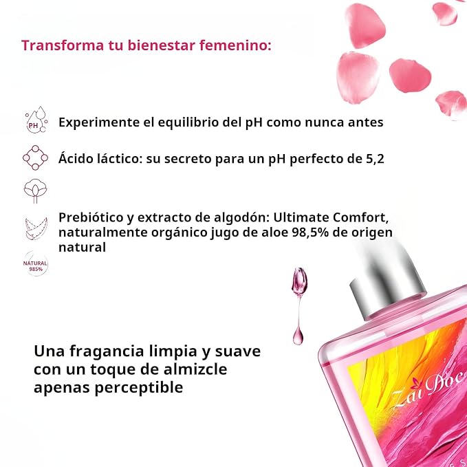 Refreshing Intimate Wash for Women, pH Balance, Gentle Daily Intimate Cleanser, Natural Extracts, Pink, 10.14 fl oz