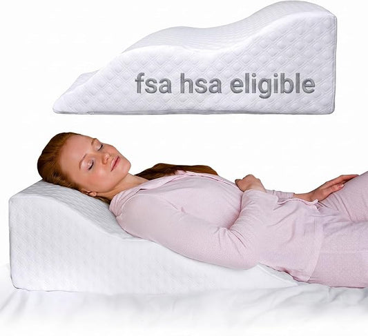 Aeris Wedge Pillow for Sleeping, Acid Reflux, and Snoring - FSA Eligible - Memory Foam Bed Wedge, 19-Degree Incline - Post-Surgery Recovery, Reading, Leg Elevation - Machine-Washable Cover