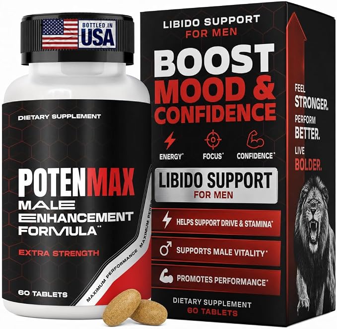 Libido Support for Men - 19-in-1 Vigor Pills for Men Fast Acting with Tongkat Ali, Tribulus, Maca, L-Arginine, Mens Testosterone Booster - Blood Flow, Size & Stamina and Endurance - 60ct