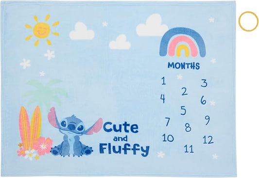 Disney NoJo Stitch Milestone Baby Blanket Monthly Photo Prop with Felt Markers