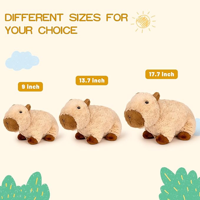 Large Plush Capybara Stuffed Animal Cute Plushie Soft Capybara Plushie Pillows Birthday Gift for Kids(17.7Inch)