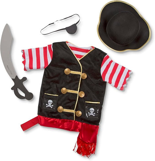 Melissa & Doug Pirate Role Play Costume Dress-Up Set With Hat, Sword, and Eye Patch