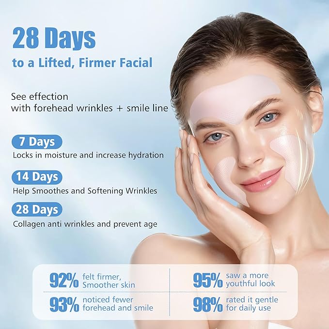 Forehead Wrinkle Patches & Smile Line Patches Overnight, jelly wrinkles patches with Collagen, Smoothing before dates or makeup, Gentle Facial Wrinkles for Day or Overnight, Skin Gifts for Women & Men