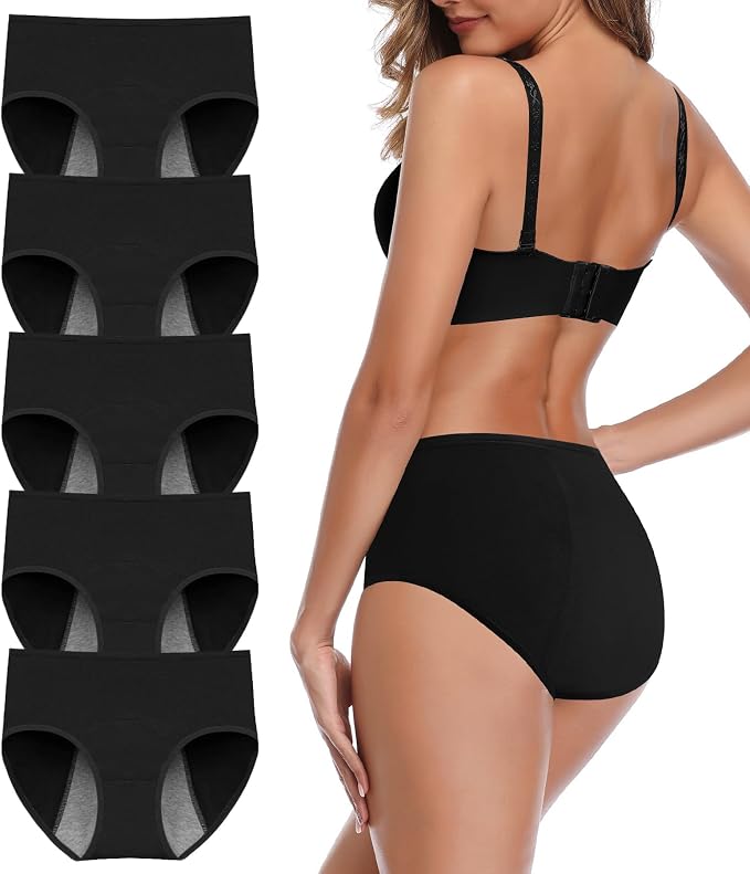 JojoQueen Period Underwear for Women Menstrual Panties Cotton Postpartum Easy Clean Teens Brief