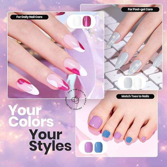 Beetles Nail Polish Set - Quick Dry Nail Polish Kit 12 Colors Pink Glitter Green Blue Yellow Red Regular Air Dry Fingernail Polish Pack for Women Spring Gift Beetles Colorful Canvas 12 Colors