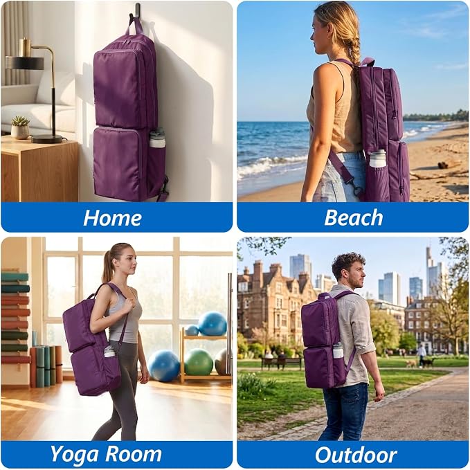 VISEMAN Yoga Mat Bag Carrier Waterproof Yoga Backpack with Multi Pockets, Lightweight Adjustable Yoga Bag for Mat, Yoga Blocks, Yoga Accessories