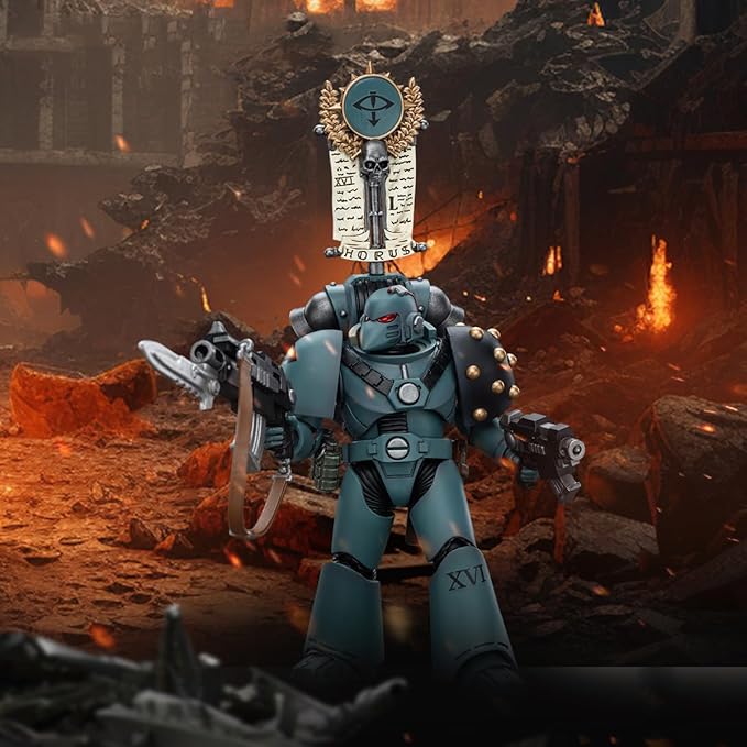 JOYTOY Action Figure 1/18 Warhammer The Horus Heresy Sons of Horus MKVI Tactical Squad Legionary with Legion Vexilla Collection Model Birthday Gifts (JT9480)