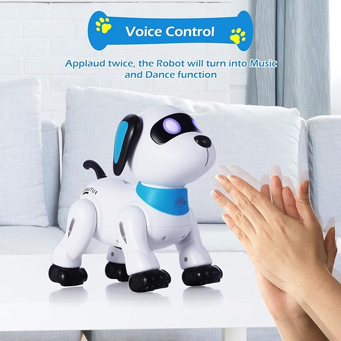 yiman Remote Control Robot Dog Toy – Programmable Smart Robot Dog for Kids 3+, Interactive Dancing & Sound, RC Stunt Robot Toys with LED Eyes, Electronic Pet Toy Dog for Boys & Girls Gifts (Pink)
