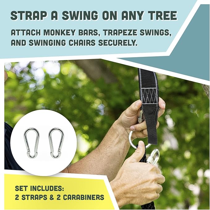 Squirrel Products Two Nylon Tree Swing Hanger Straps - 15ft Each
