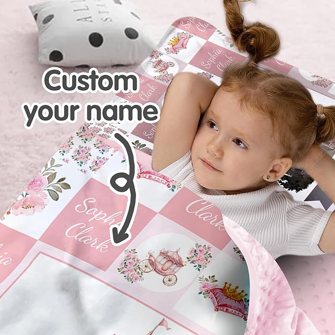 Personalized Toddler Nap Mat for Girls – Custom Name Kids Nap Mat – Daycare Sleeping Mats with Removable Pillow and Soft Minky Dot Blanket for Preschool, Travel, Kindergarten