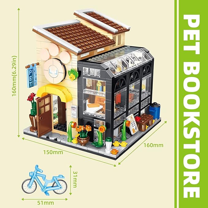 QLT Book Store Building Set,Friends House Create Elegance and Warmth Environment, Nice Gift with Beautiful Gift Box for Girls 6-12 and Building Blocks Lover (589 Pcs)