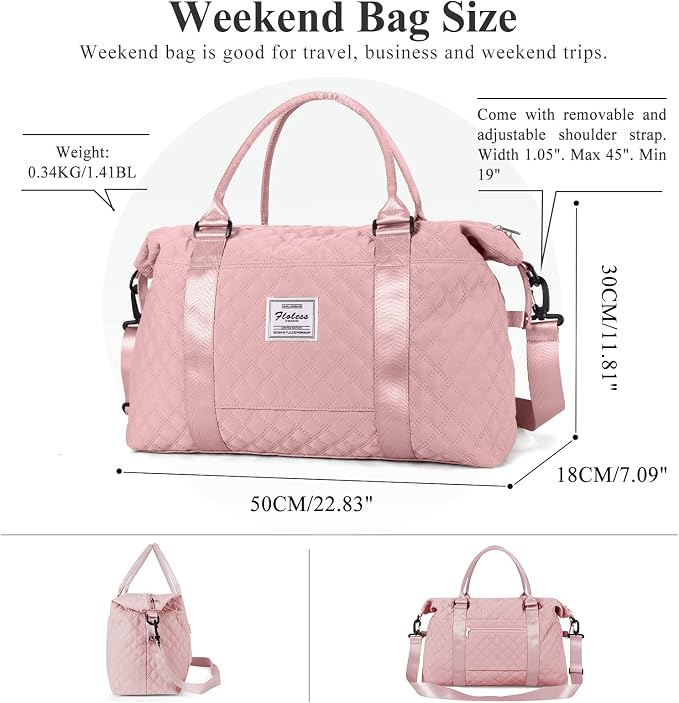 Travel Duffel Bag, Carry On Overnight Weekender Bags for Women | Travel Bag with Wet Pocket & Trolley Sleeve, For Spirit Airlines 18x14x8 Personal Item Bag