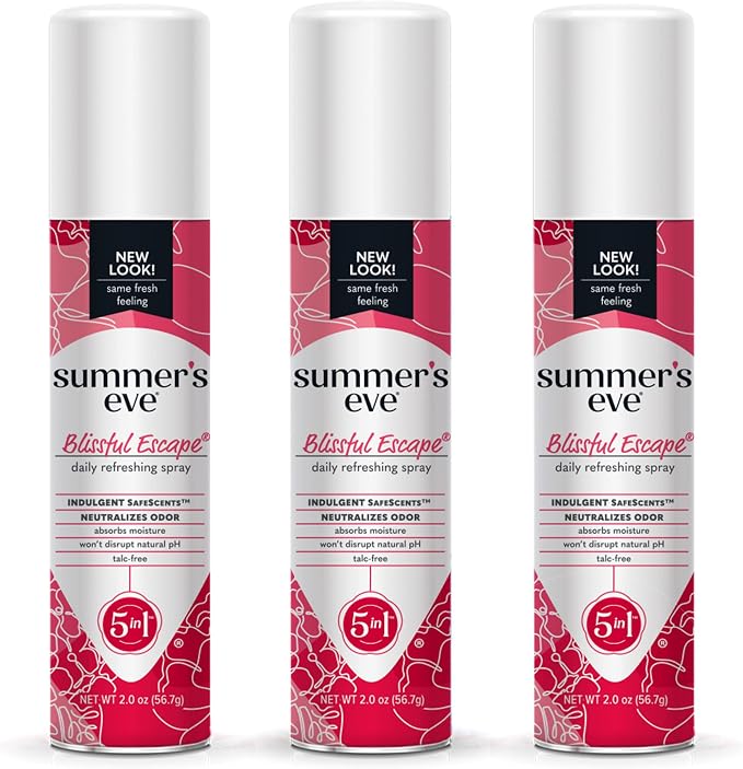 Summer's Eve Blissful Escape Daily Refreshing Feminine Spray, 3 Pack and Wipes, 32 Count