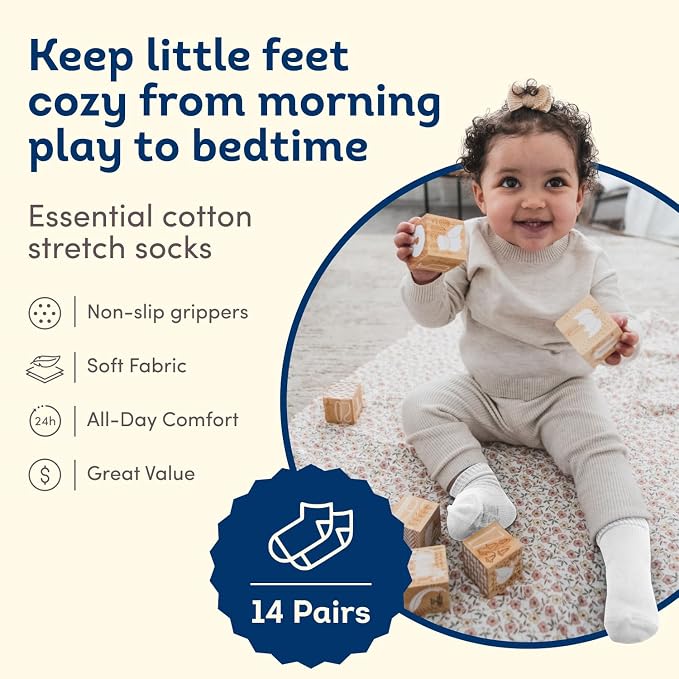 Fruit of the Loom Baby & Toddler Grow & Fit Flex Zones Cotton Stretch Socks - Unisex, Girls, Boys