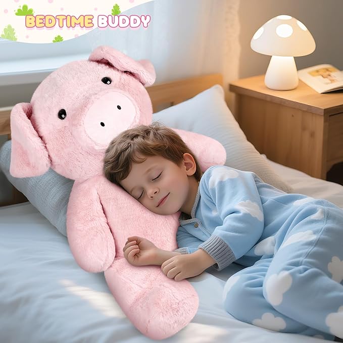 Giant Pink Pig Stuffed Animal 30", Jumbo Soft Giant Stuffed Animal, Big Pigs Cute Plush Toys Hugging Pillow for Stress Relief & Sleep Aid, Huge Cuddly Pig Plush Gift for Kids Adults
