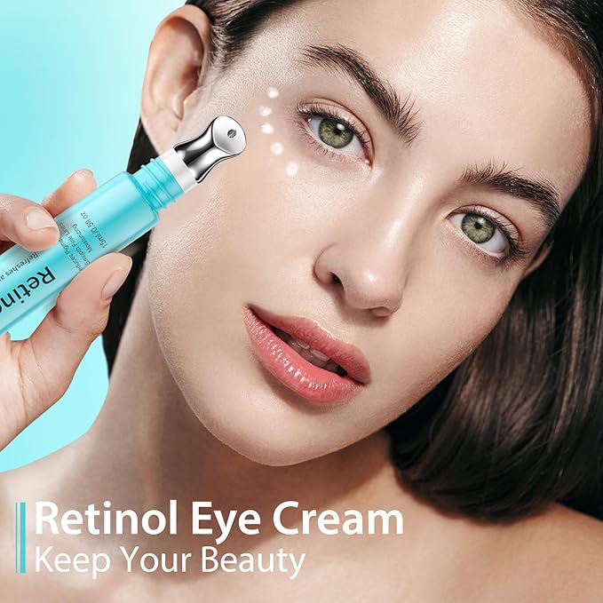 Retinol Eye Cream - Anti Aging Under Eye Cream with Hyaluronic Acid & Caffeine, Eye Serum for Dark Circles & Puffiness, Reduces Wrinkles & Repairs Eye Area (15ml)