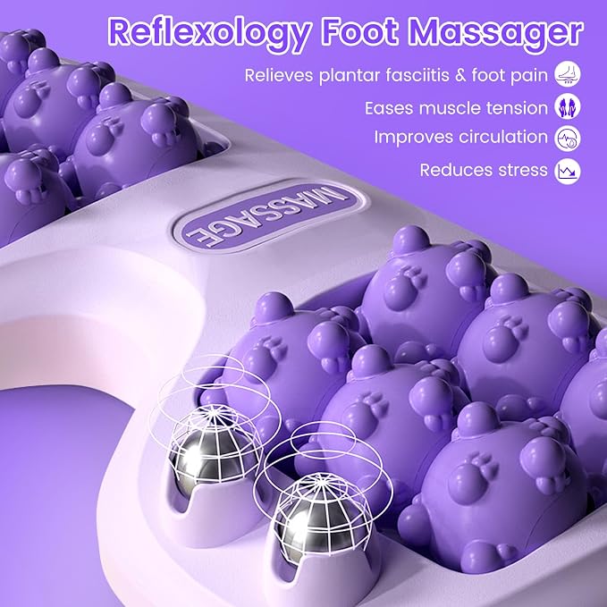 Foot Massager Roller for Plantar Fasciitis Relief, Dual Foot Acupressure Therapy for Pain Relief, Stress Relief and Improved Circulation, Portable Reflexology Tool for Home and Office Use