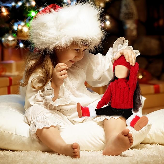 6 pcs Christmas 18 Inch Doll Clothes and Accessories Winter Outfits Set with Sweaters Trousers Hats Shoes Gloves Scarfs for 18 Inch Doll (Red)