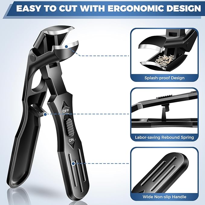 Toenail Clippers for Seniors Thick Toenails, 2026 Upgrade Angled Nail Clipper for Seniors, Toe Nail Clippers for Men with Wide Jaw Opening, Sharp Heavy Duty Fingernail Clipper Cutter with Catcher