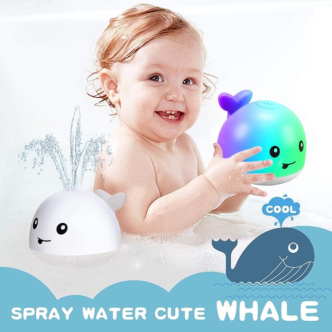 ZHENDUO Baby Bath Toys, Rechargeable Bath Toys, Whale Spray Water Bath Toy, Sprinkler Bathtub Shower Toys for Toddlers Kids Boys Girls, Pool Toy for Baby (White-A)