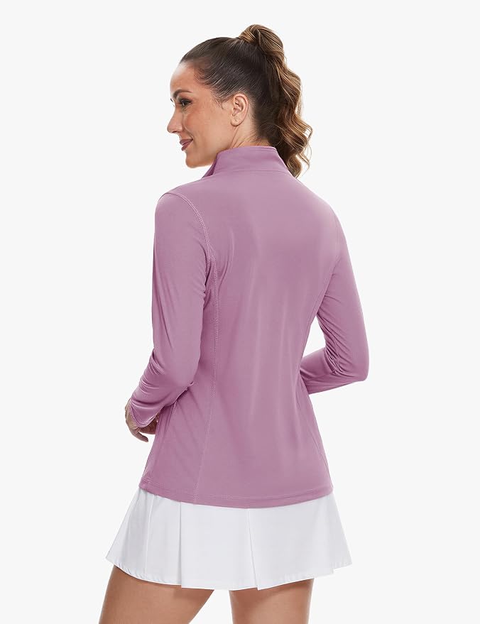 TACVASEN Women's Quarter Zip Pullover Golf Shirts UPF 50+ Long Sleeve Sun Shirts UV Protection Workout Tops