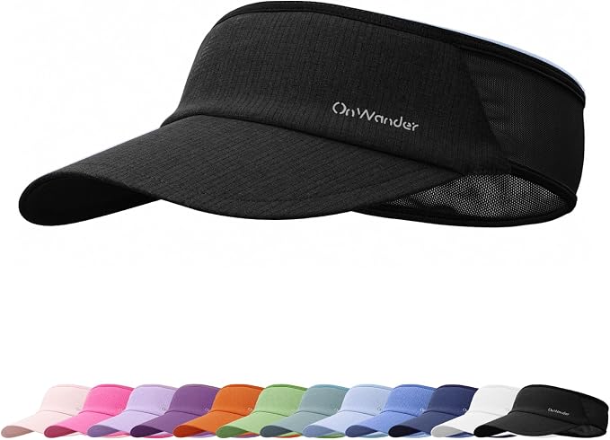 Sport Sun Visor Hat for Women Men - Lightweight Stretchy Polyester Spandex Quick Dry Sweatband Wrinkle Resistant