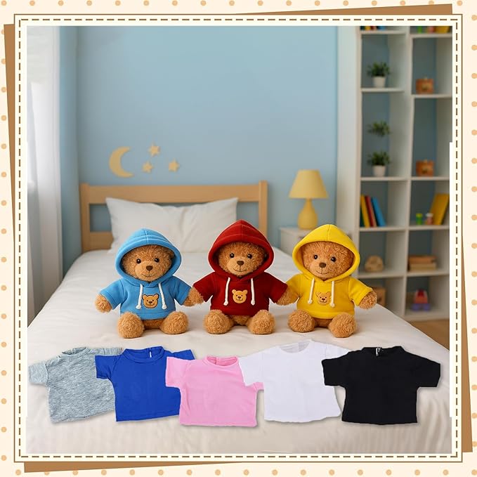 10 Pcs Build A Bear Clothes Set,Stuffed Animal Clothing for 14-18 Inch Plush Toys, Teddy Bear Outfits, Cute DIY Accessories for Plush Dolls
