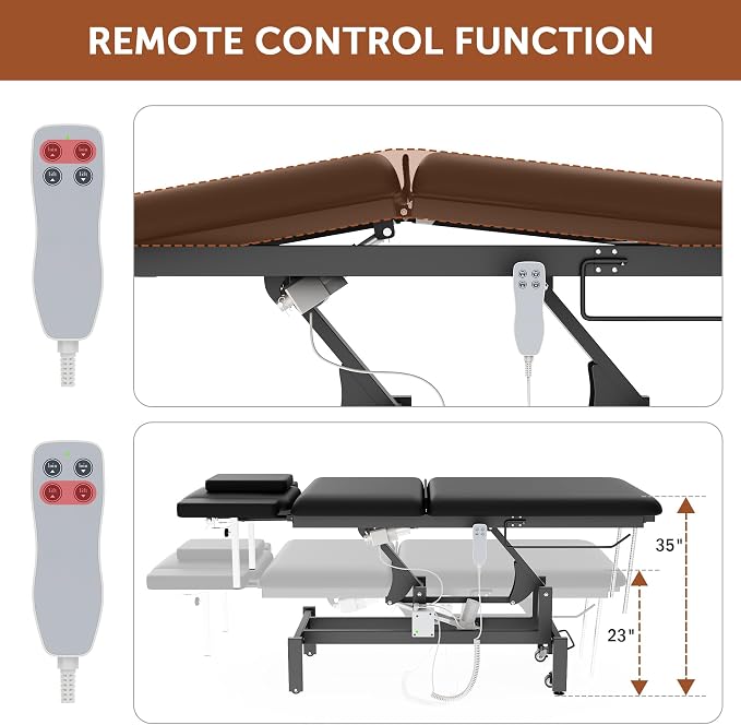 Professional Electric Massage Table, 2 Motors Hydraulic Electric Lift Adjustable Waist and Height Lifting Functions for Treatment/Physical Therapy/Spinal Massage/Facial Spa/Waxing/Tattooing - Black
