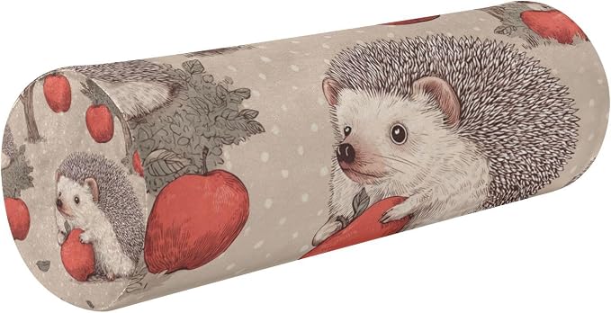Hedgehogs Apple Trees Brown Neck Roll Pillow Bolster Round Health Memory Foam Long Cervical Cylinder Pillows with Removable Washable Cover for Body Bed Legs Back Yoga