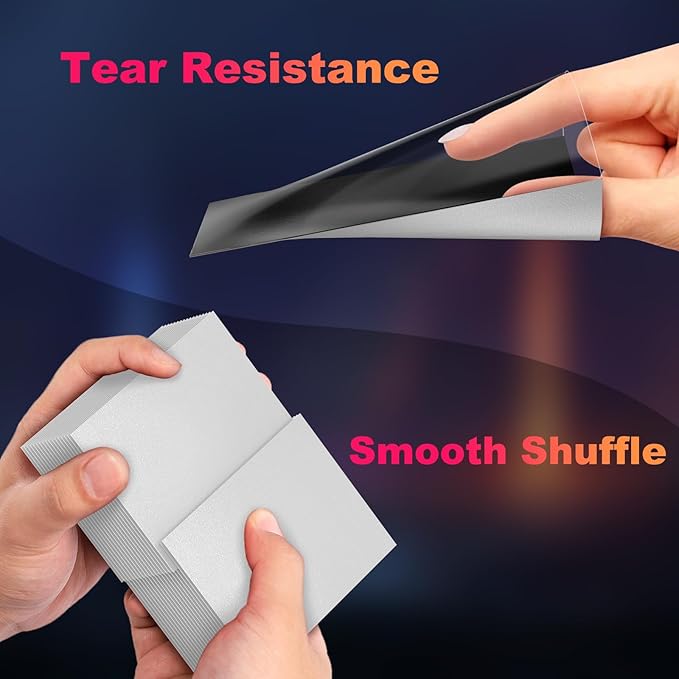 200 Pack Card Sleeves, Matte Dual Trading Card Sleeves with Opaque Back & Smooth Shuffle, Tear Resistant Card Protectors for MTG, TCG and Game Cards (Justice Silver)