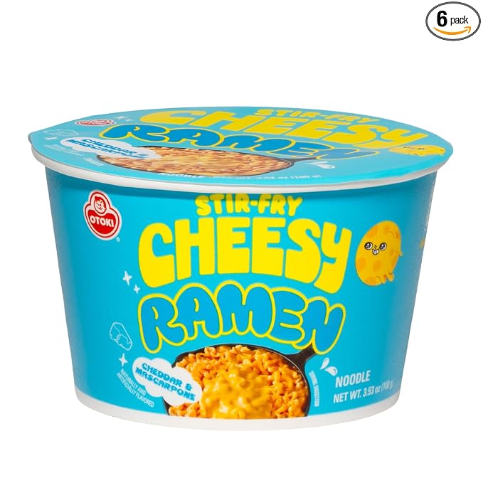 Otoki Cheesy Ramen Bowl, Mac & Cheese Meets Ramen, Cheddar & Mascarpone Flavor, Korean Instant Ramen Bowl, 3.53 oz Pack of 6