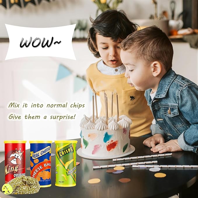 Prank Potato Chip Can Snake Pranks Jump Spring Toy Prankster Stuff Gifts for Adults, Gags Practical Joke Toys for Halloween Party Decoration Fun Toys, Blue 1 Pcs
