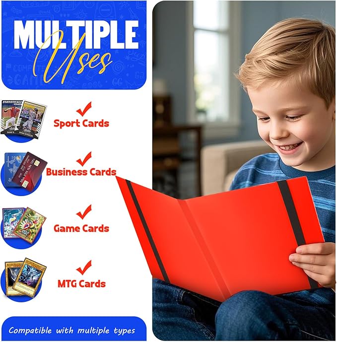 Card Binder 9-Pockets, Trading Card Binder, 20 Pages, 360 Card Capacity Collection Binder, Card Folder for MTG, TCG, Game Cards & Sports Cards（Red）