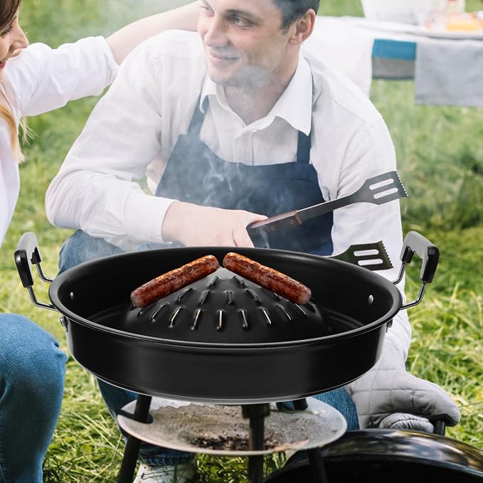 STOBAZA Korean BBQ Grill Pan Portable Barbecue Tray Meat Grilling Pan 30cm Non-Stick Barbecue Stovetop Plate for Home Camping Picnics Indoor or Outdoor Grilling