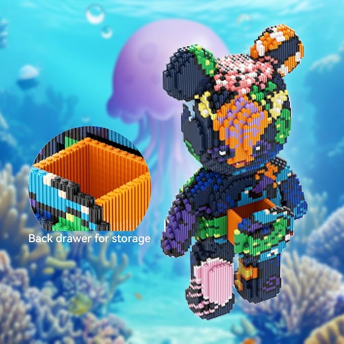 DAHONPA Animal Sea Bear Micro Building Blocks Set (7220 Pieces) Underwater World Brick with Storage Drawer, Gift for Adults and Kids