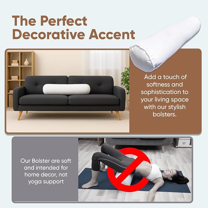 Pillowflex Bolster Pillow (9x54) - Round Roll Pillow Bolster Insert, Plush Polyester-Filled Insert for Decorative Shams, Odorless, Lint and Dust-Free Polyester Filling, No Lumps - (White)