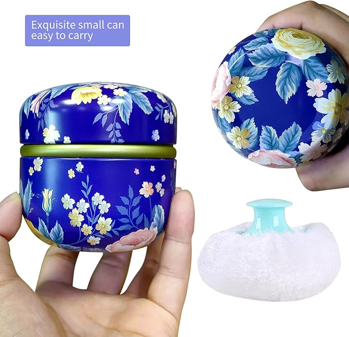 Topwon Powder Case with Powder Puff for Body Powder Container Dusting Powder Case for Baby&Mom (Flower)