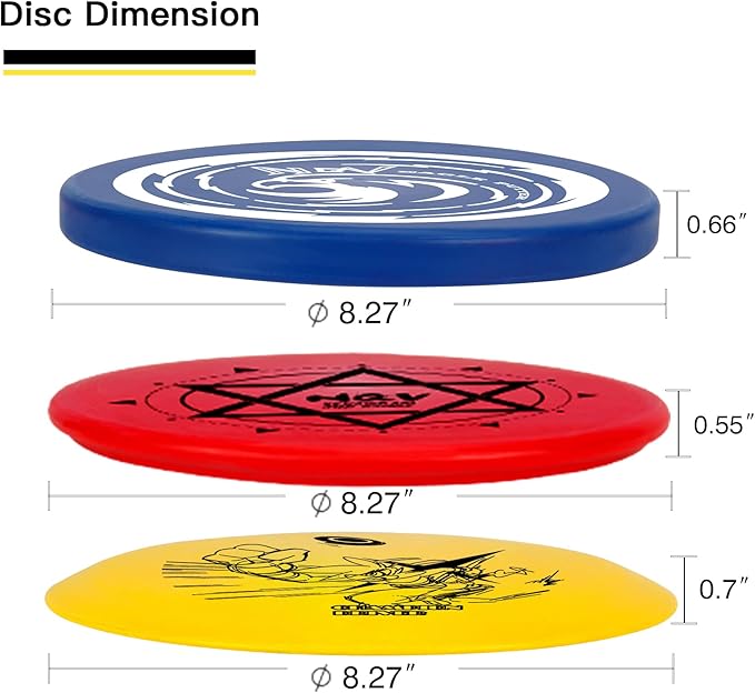 NQV Disc Golf Set,Disc Golf Starter Set-6 Pack Driver, Mid-Range and Putter Discs with Disc Golf Bag for Outdoor and Backyard(Black Bag), Medium