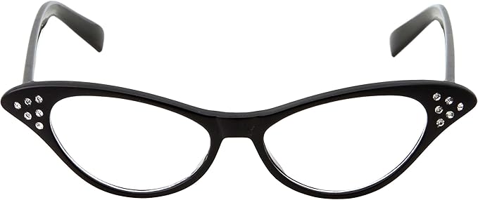 50's Kids Nerd Cat Eye Glasses Girls Costume Children's (Age 3-12) (Black)