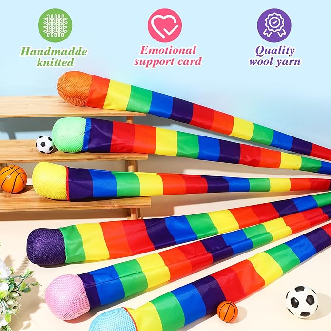 Leyndo 12 Pcs 35 Inch Throw and Catch Balls with Rainbow Tail, Soft Sports Play Comet Balls Playground Toys Bulk for Kids Adults Games and Activities Fun Throwing School (Classic)