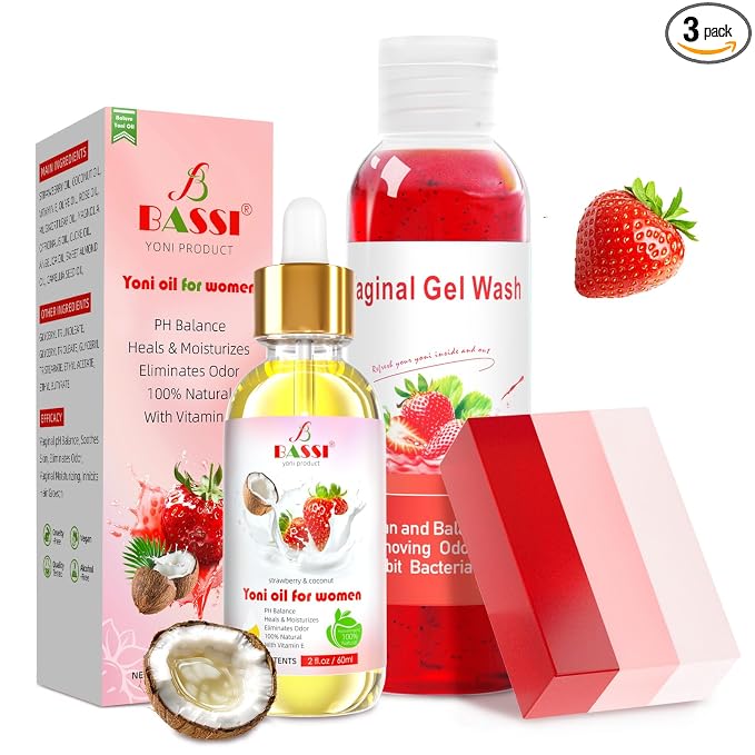 Feminine Wash & Yoni Oil & Yoni Soap Set for Women, Yoni Wash for Vaginal Ph Balance Remove Odor, 1 Fl.Oz Moisturizing Feminine Oil & 5.07 Fl.Oz Body Wash & 3.53 Oz Soap Bar