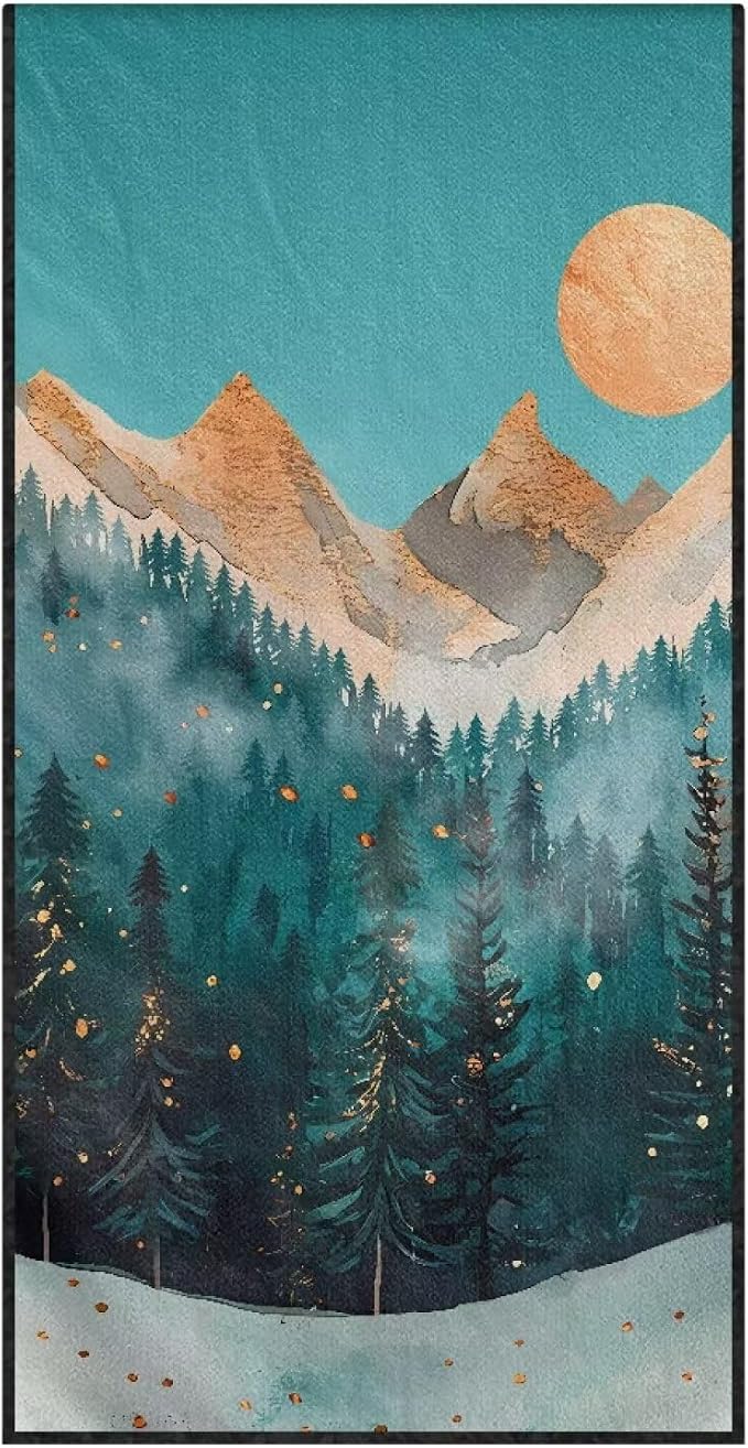 INSTANTARTS Mountain Peak Moon Car Seat Cover Protector Sweat Towel Multi-Functional Car Towel