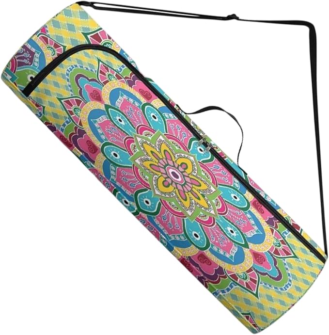 Spacious Extra Large Storage Yoga Mat Bag | Huge Capacity Mandala Gym Tote - Waterproof Wear-Resistant Carrier Strap Pilates