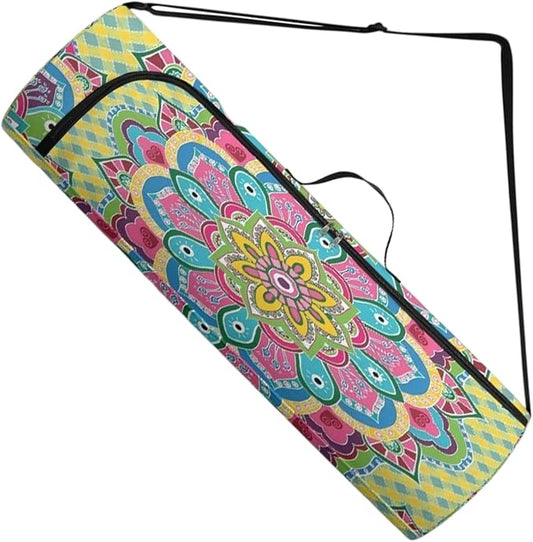 Spacious Extra Large Storage Yoga Mat Bag | Huge Capacity Mandala Gym Tote - Waterproof Wear-Resistant Carrier Strap Pilates