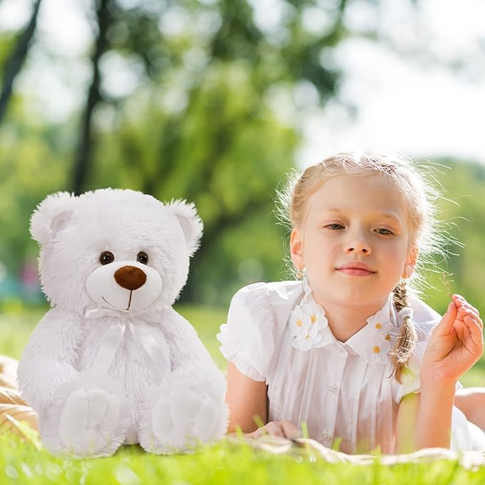 Super Color Teddy Bear Stuffed Animals Plush Toy for Children Girlfriend Family Congratulations Baby Shower Birthday White 14 inch