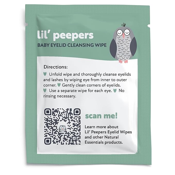 Natural Essentials Lil' Peepers Baby Eye Wipes and Eyelid Cleanser, Preservative-Free & Rinse-Free, Pediatrician Recommended Hypoallergenic Soft Eyelid Wipes for Babies, Kids and Adults (30 Count)