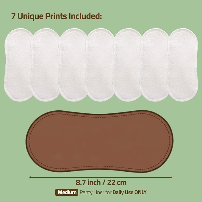 Made in EU - Ultra-Thin Reusable Panty Liners (Medium, 7-Pack) – High-Temp Washable Cloth Panty Liners for Women – Secure & Breathable Organic Viscose Keeps You Fresh & Dry for Daily Vaginal Discharge