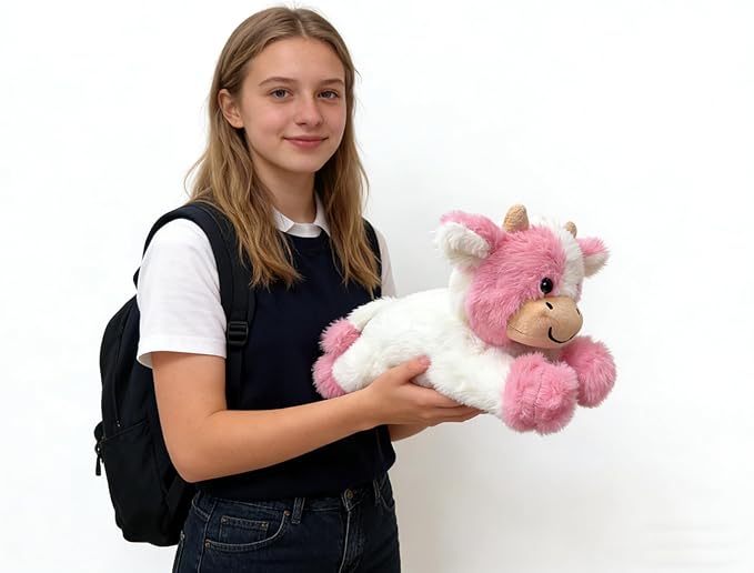 Cute Cow Plush Stuffed Animal Doll Toy 10 inch for Girls Boys (pa Cow Pink)