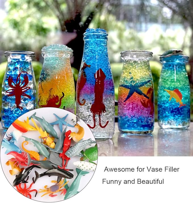 24-Pack Sea Ocean Animal Figures - Realistic Plastic Pool Party Toys Set with Turtle, Octopus, Shark - Children's Educational Birthday Gifts